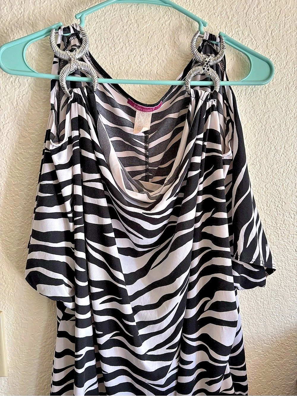 Jules & Jesse Zebra Print Cowl Neck Tunic Size 2X